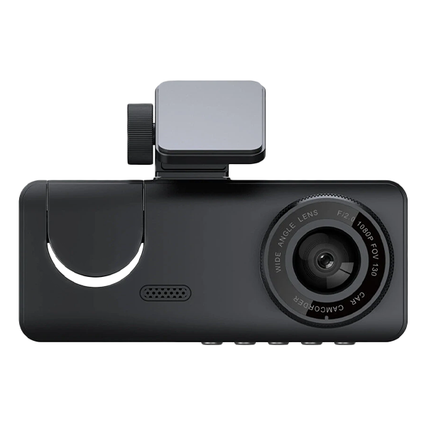 RoadVision dash cam with compact body and adjustable windshield mount